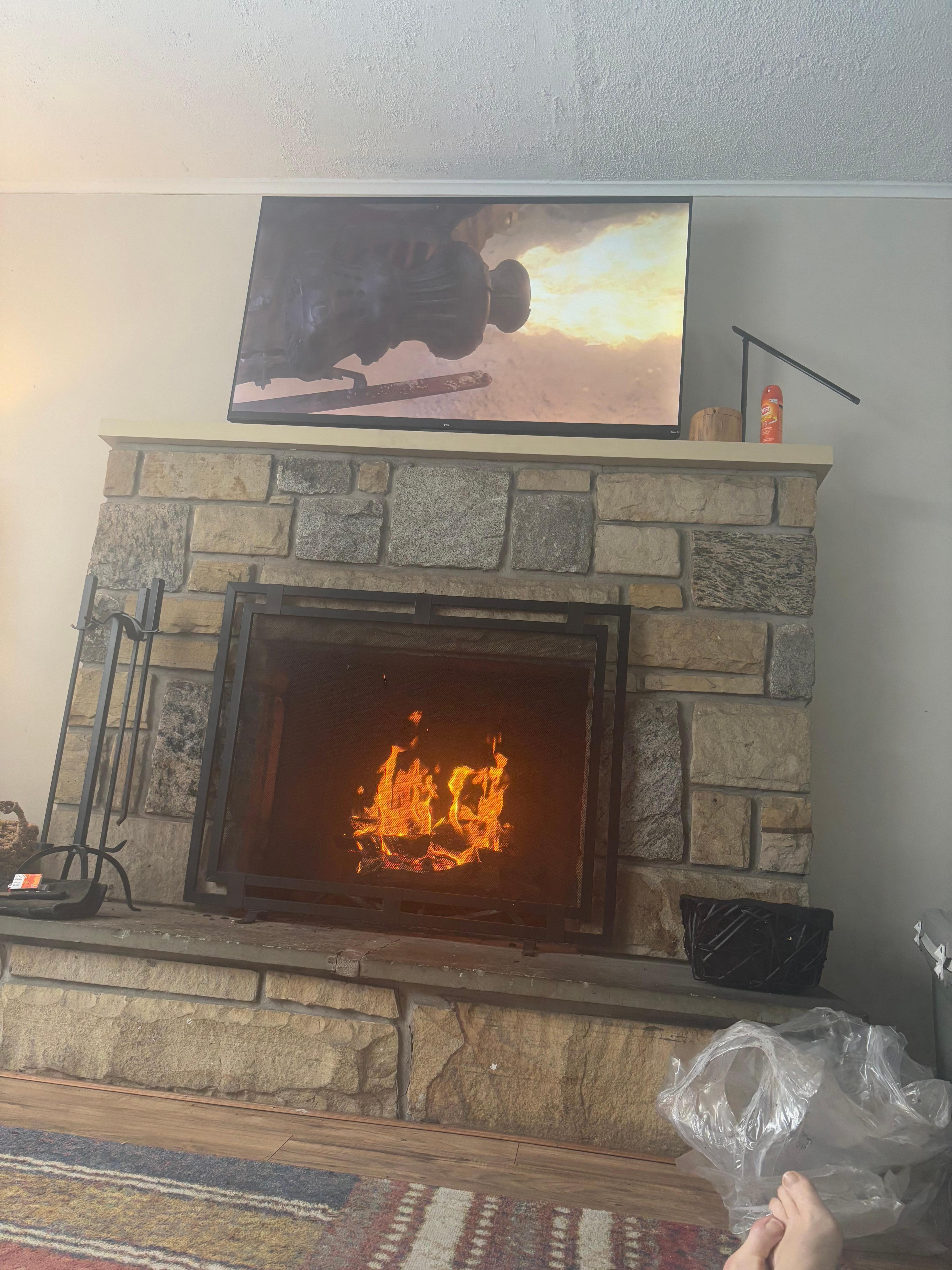 Cozy fire- relaxing place.