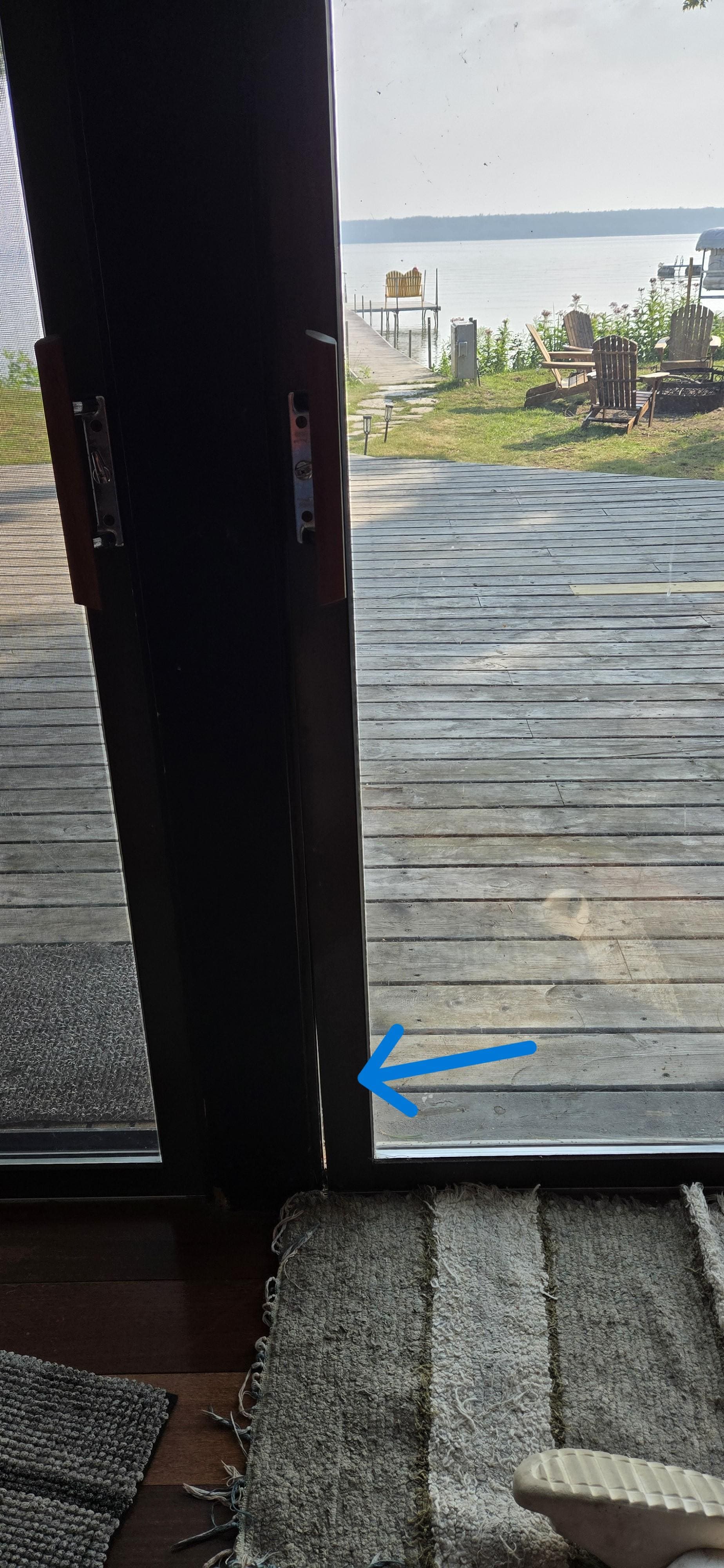 Gap in door upon arrival.