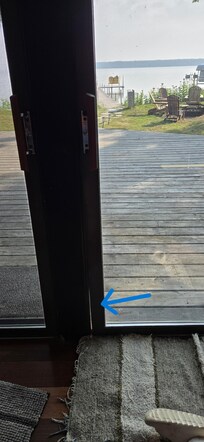 Gap in door upon arrival.