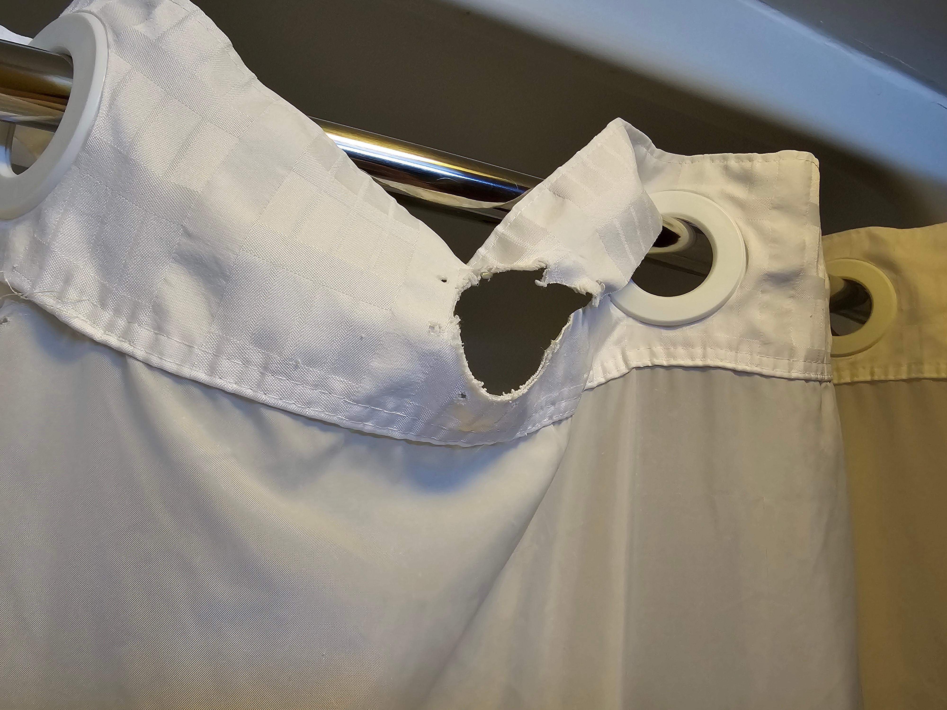 Shower curtain ripped