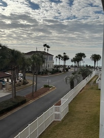 View of beach from balcony