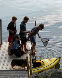 Boys intrigued by fish!