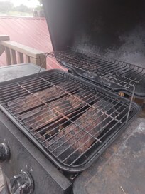 The dirty grill grates.