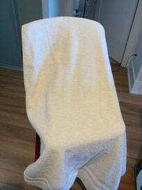 Stained bath towel