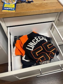 This is where my son-in-law had to keep his clothes. This is a kitchen drawer.