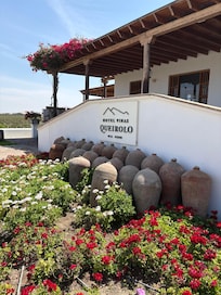 The front of the older part of the hacienda