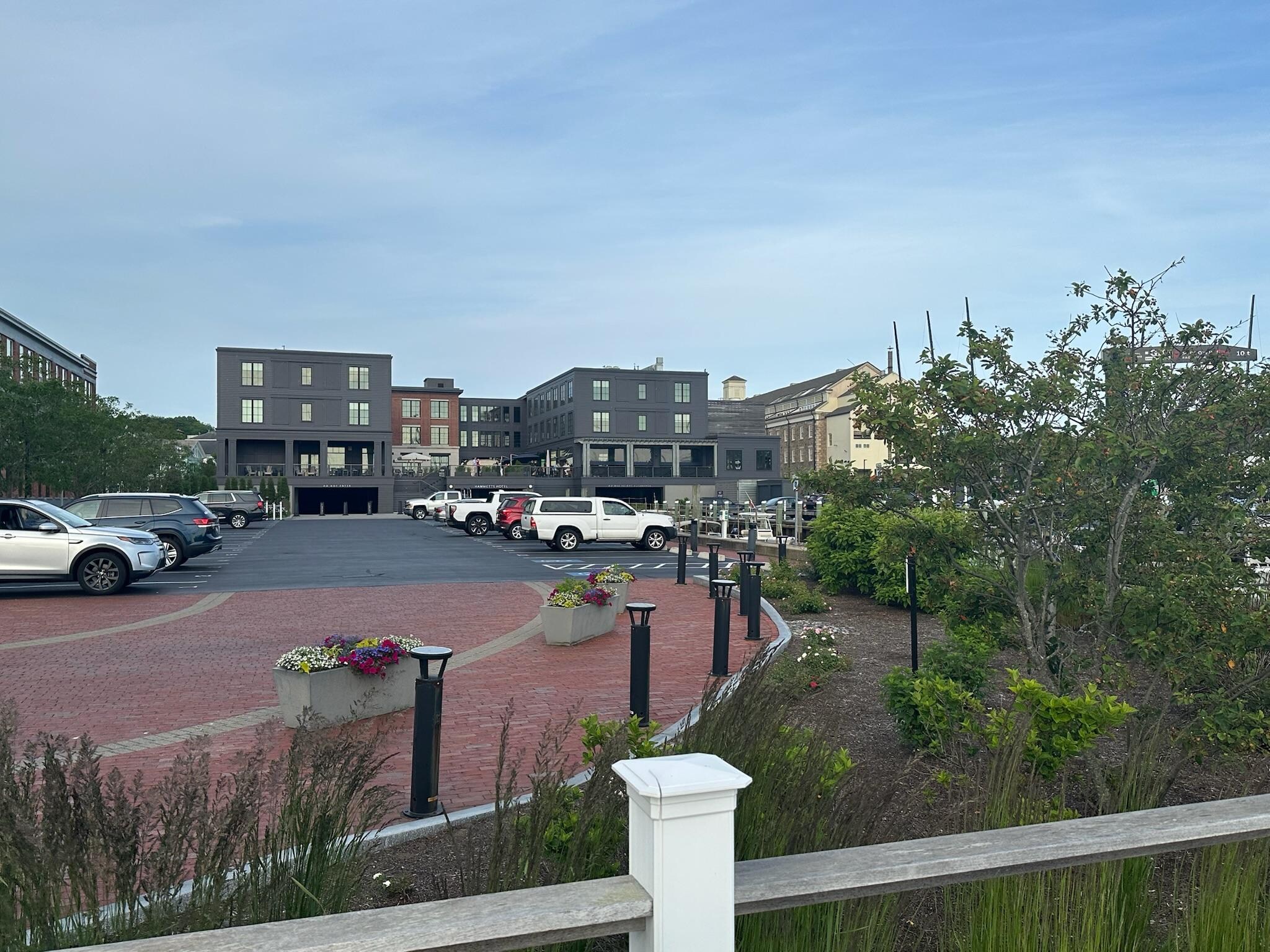 Back view of hotel from the dock.