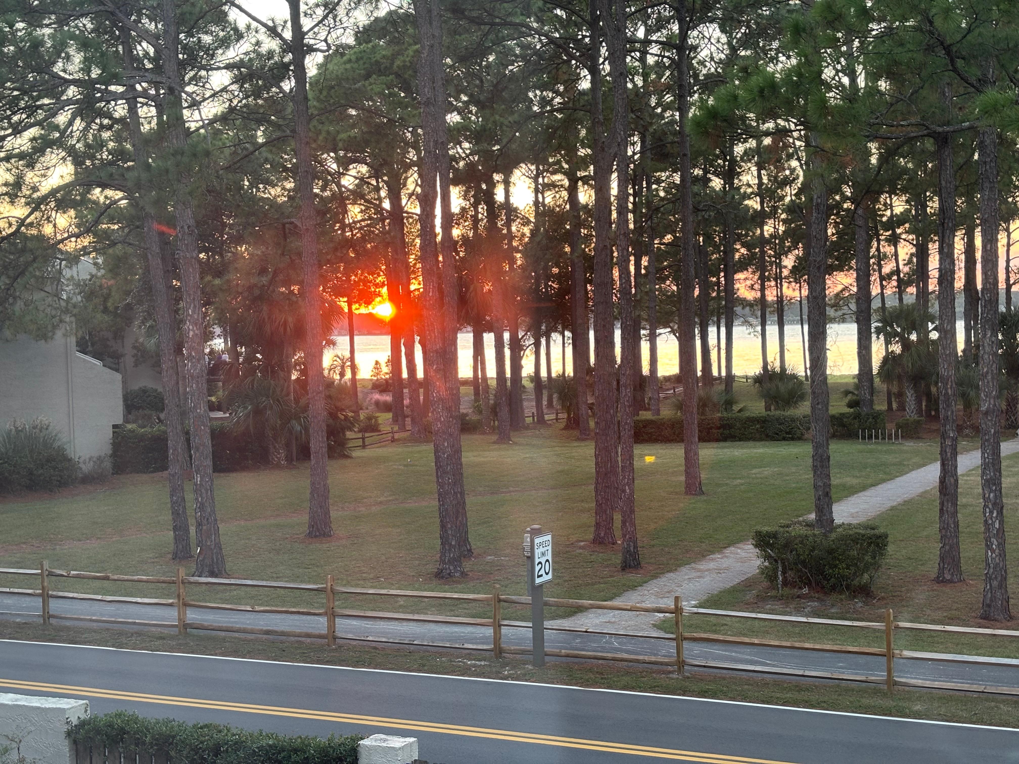 Sunset view from the window of the villa