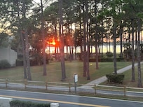 Sunset view from the window of the villa