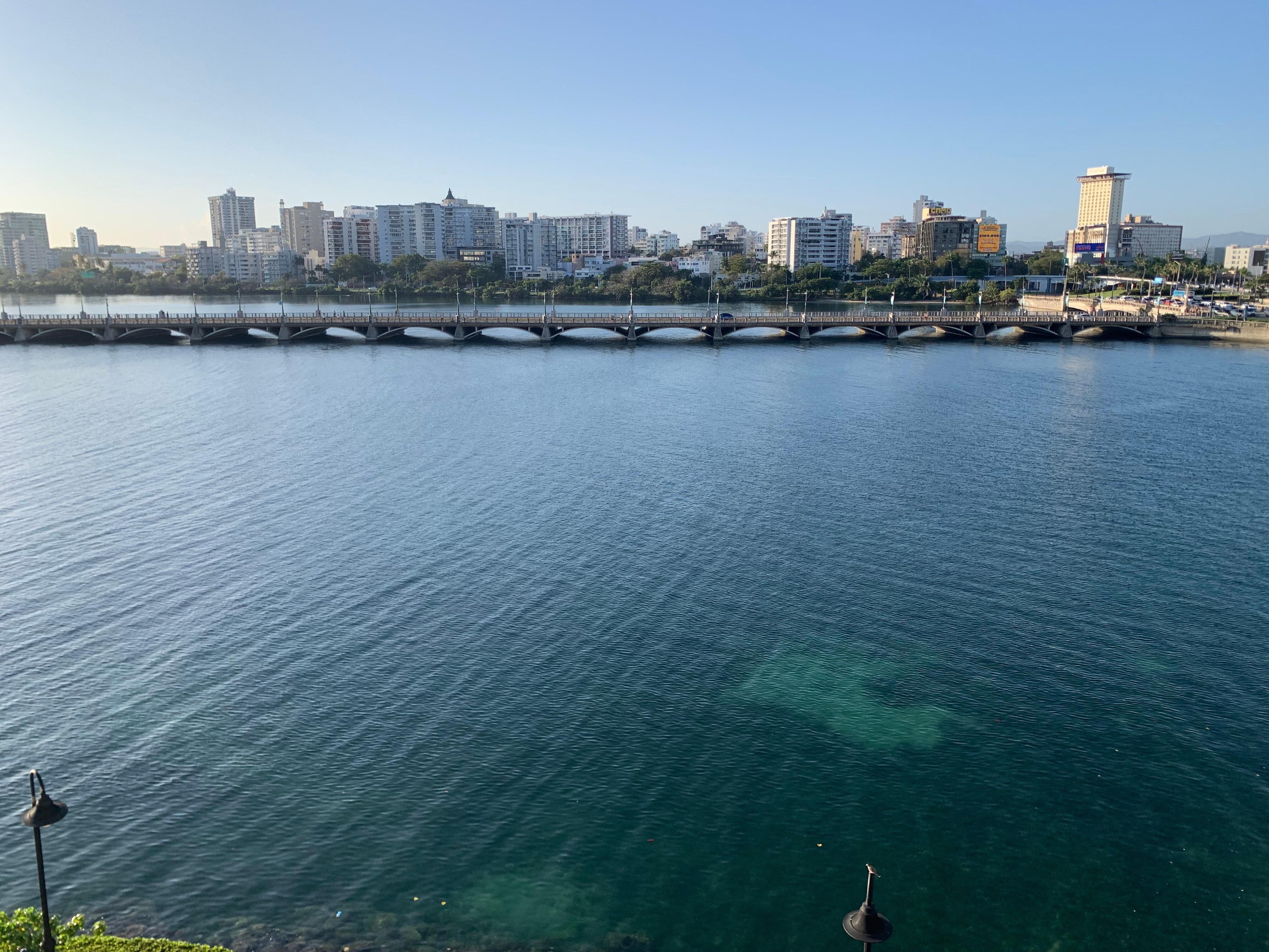 View of the bridge and lagoon. We saw spotted eagle rays, fish, sea turtles every day!