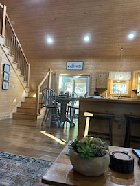Sugar Bear Cabin view from living room towards kitchen