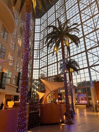 Inside hotel lobby