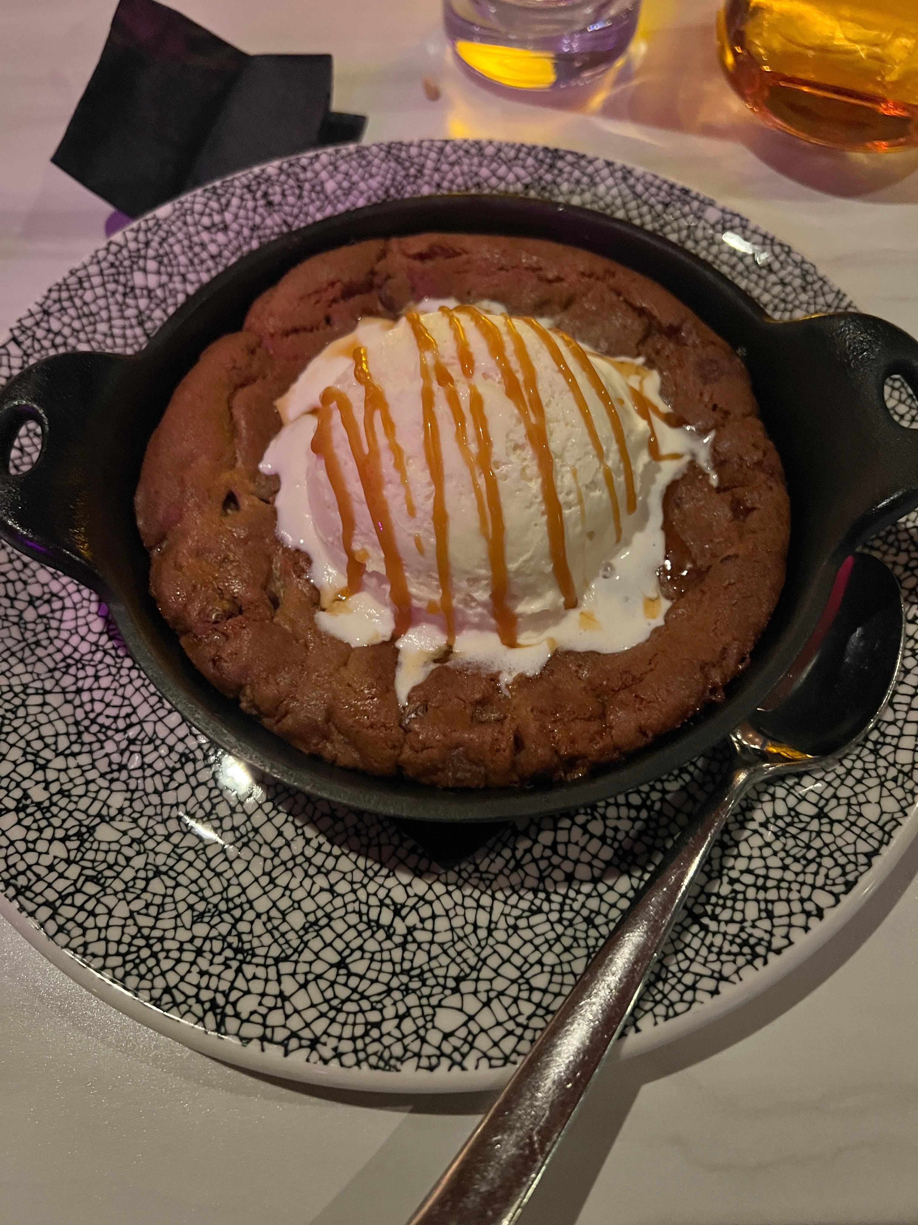 Cookie skillet for dessert at Lifted restaurant 