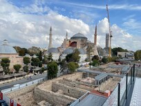 View of Hagia Sophia and Topkapi gate from hotel terrace