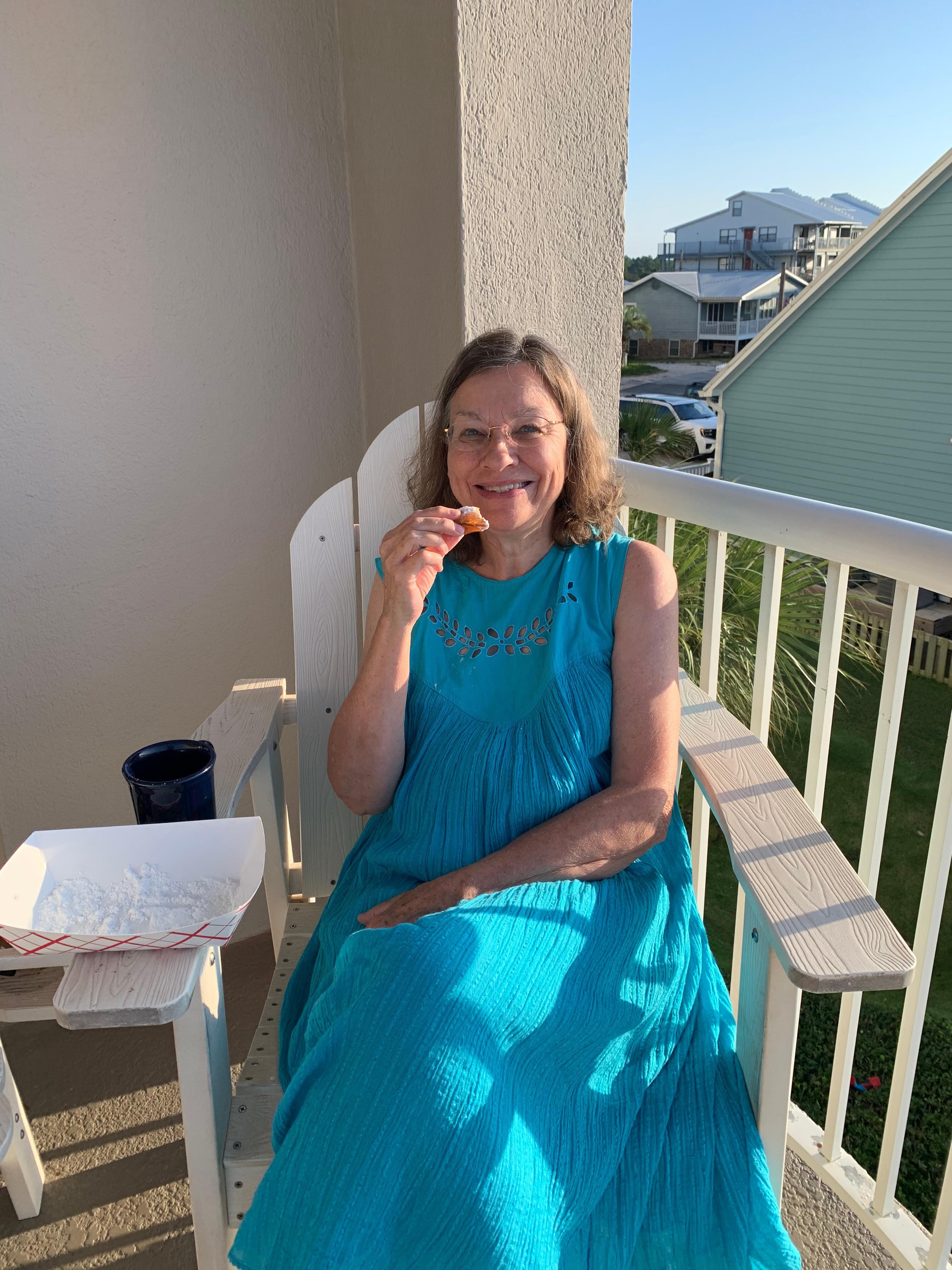 Balcony chairs perfectly suited for breakfast from the nearby beignet market.