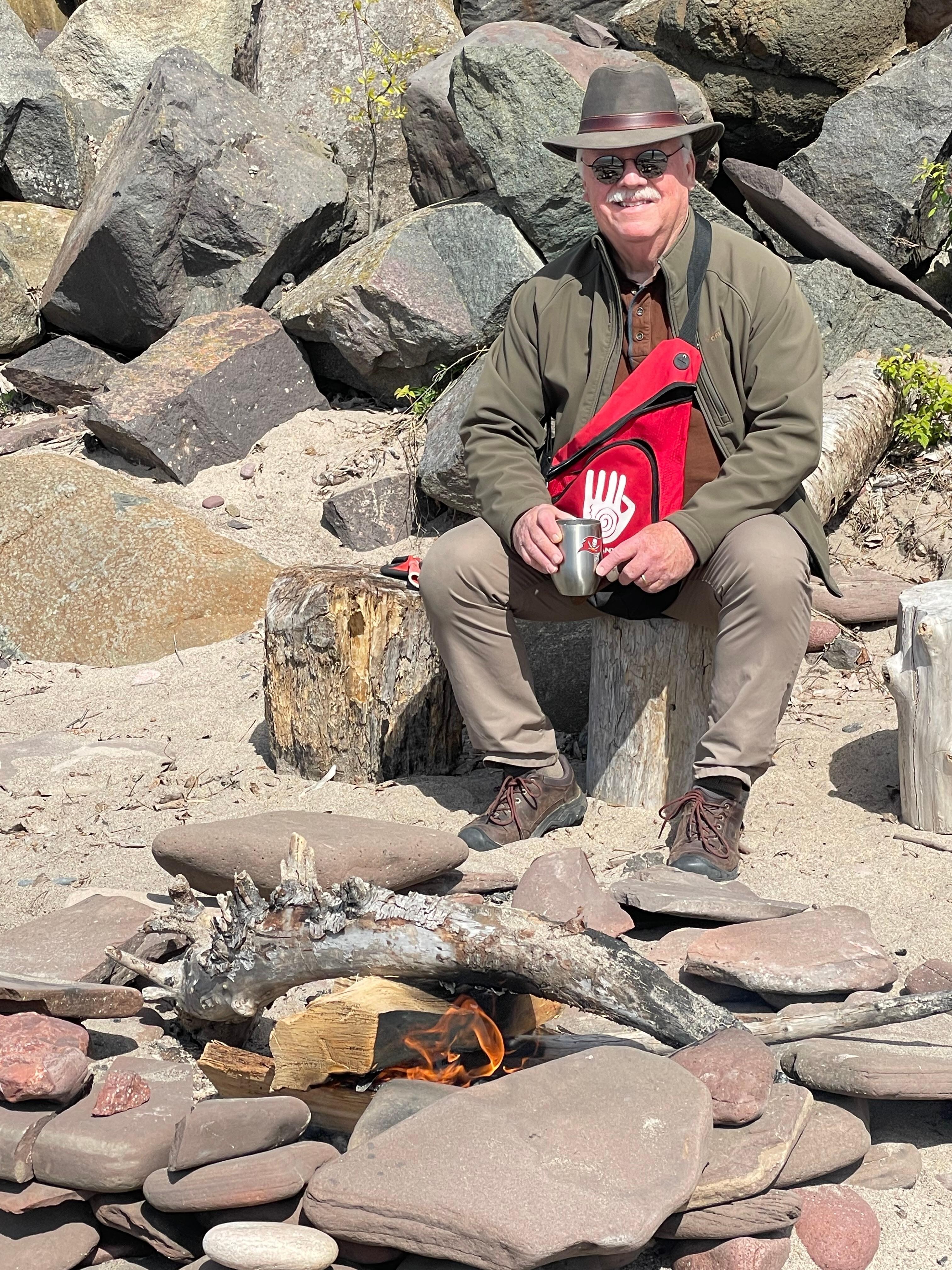 Enjoying the fire pit at the beach