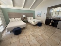 Beds were comfortable and clean. There is a kitchen sink, fridge, microwave and coffee machine