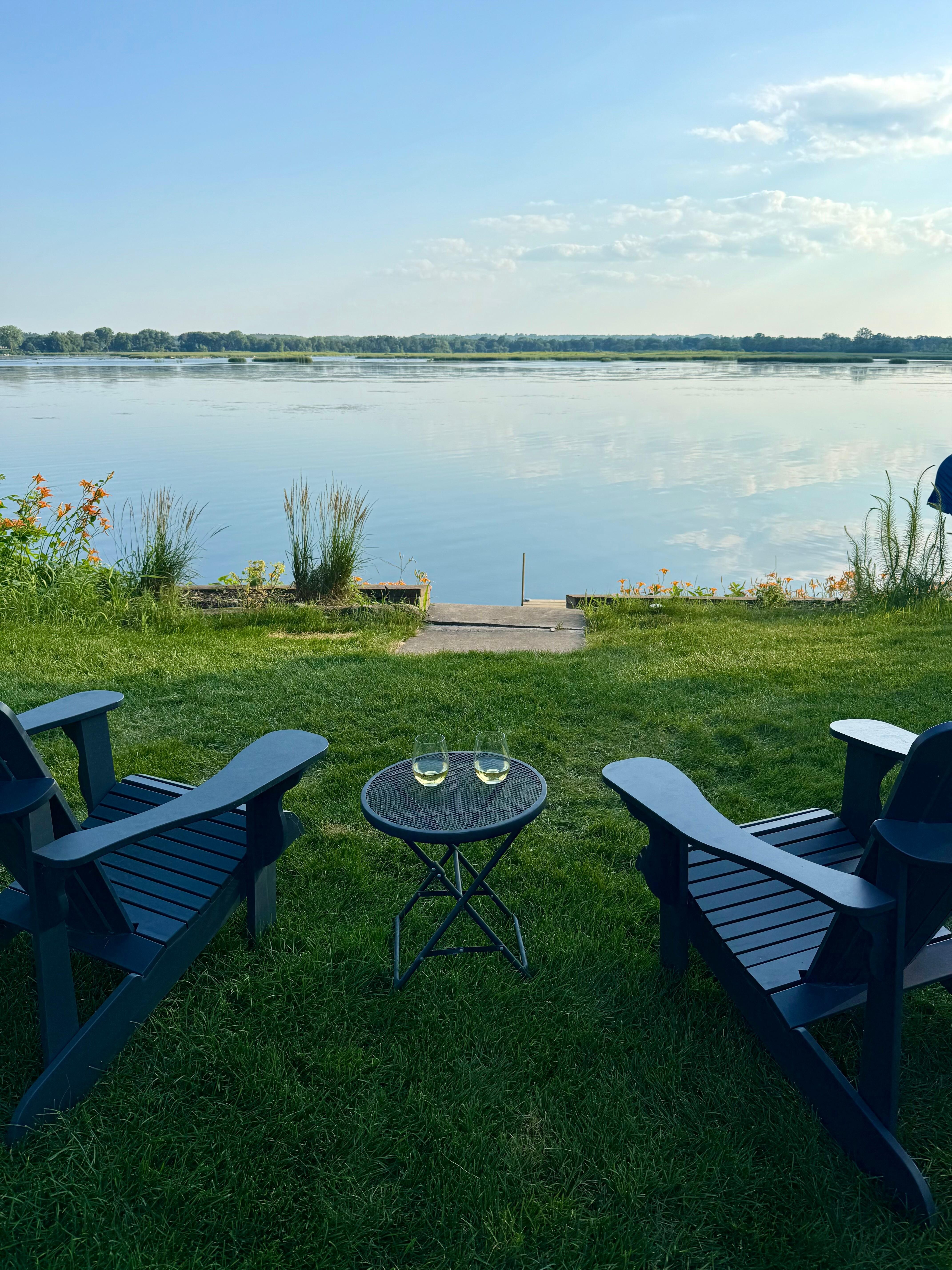 Evening wine by the lake