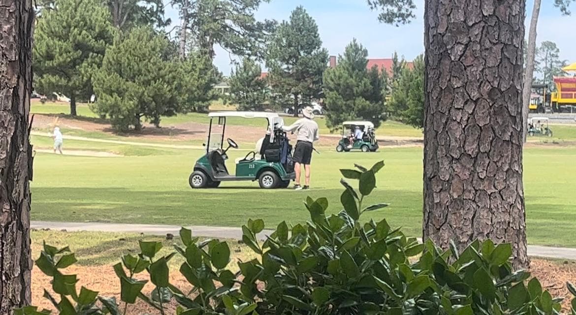 Looking out into the golf course from back patio
