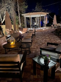 Beautiful courtyard with firepits