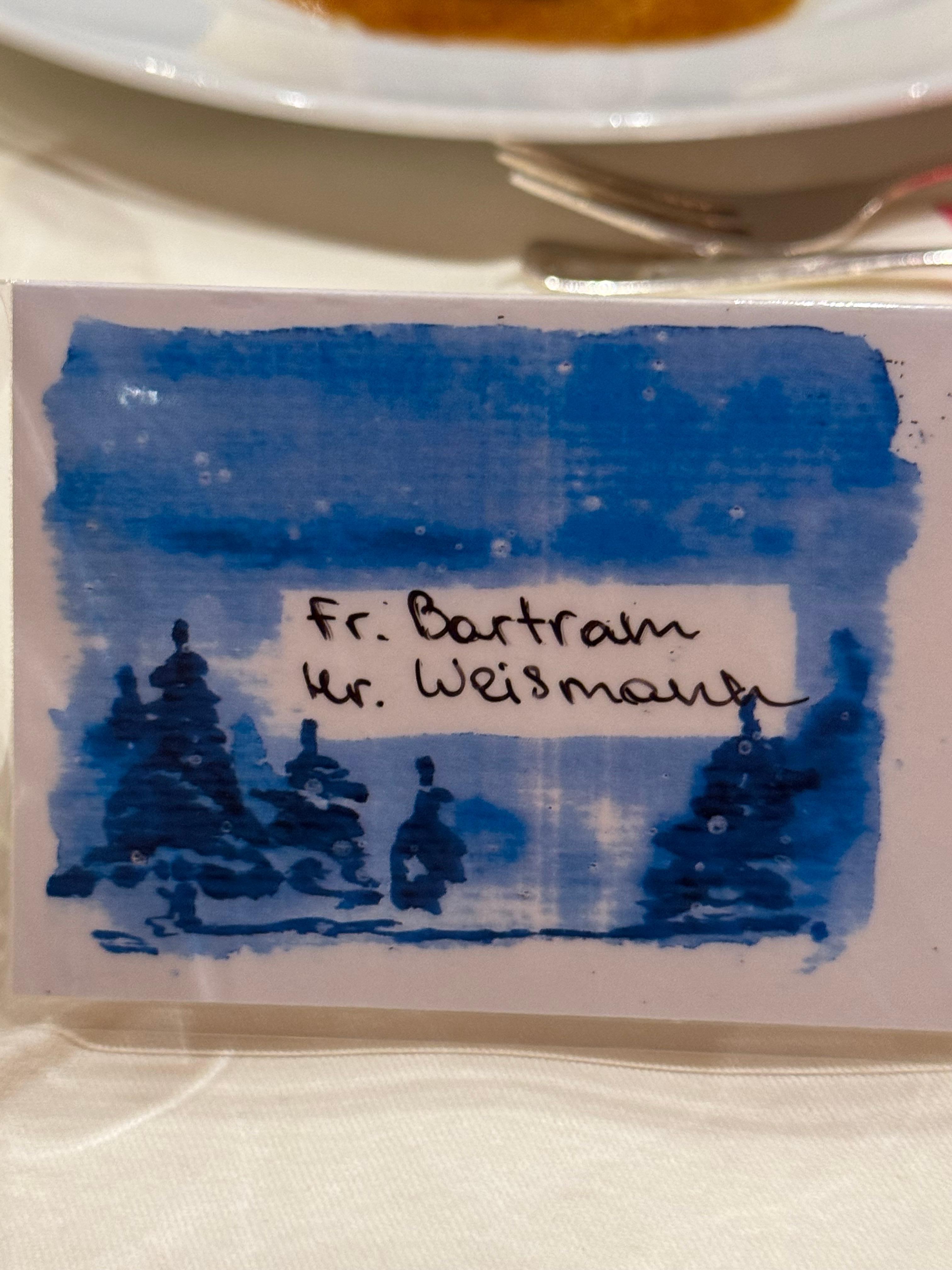 Our dining table placecard