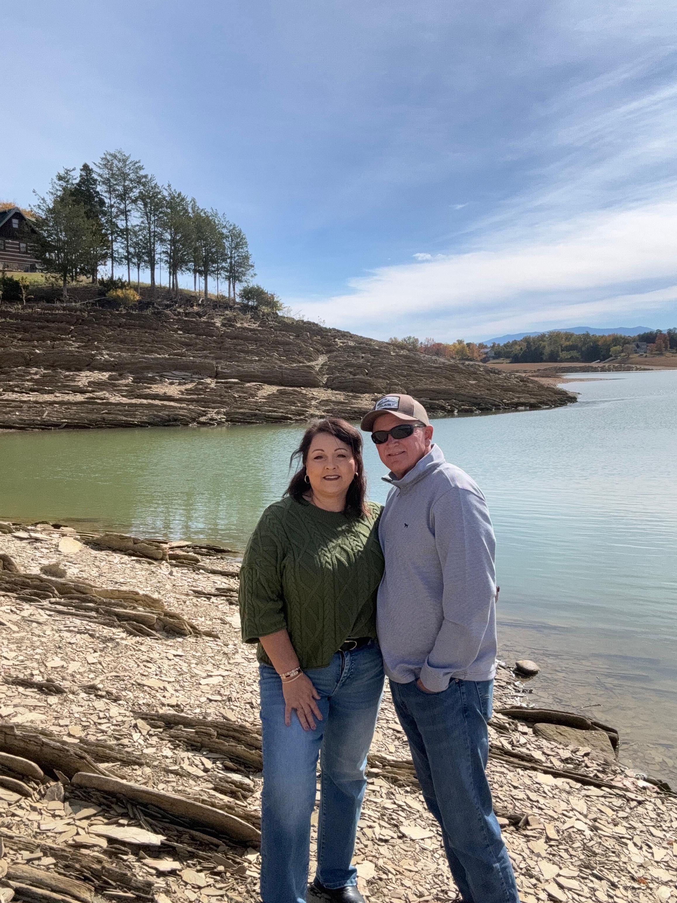 Our 33rd Anniversary pic at the lake by the house!  