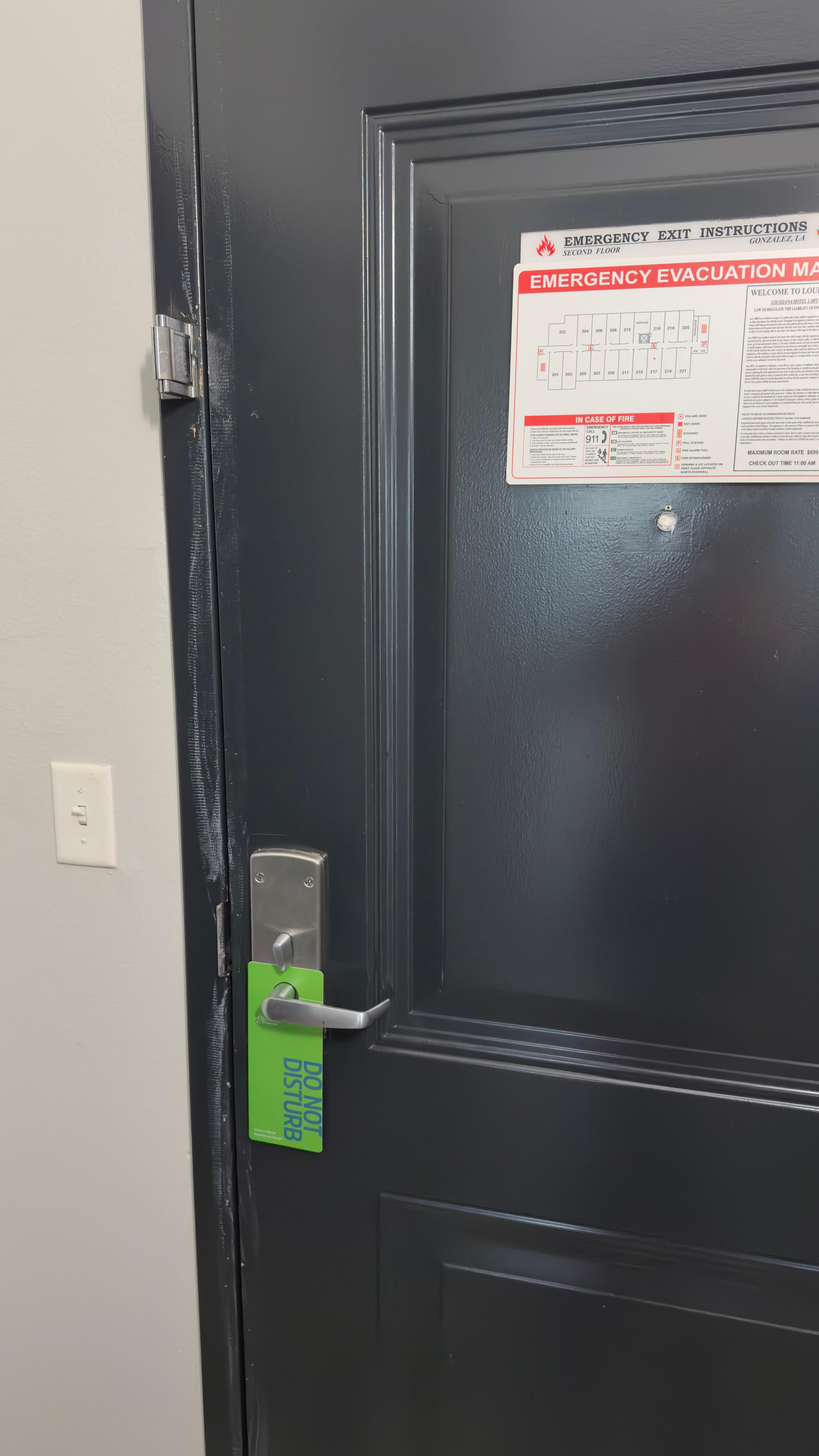 The room door had toilet paper or something  shoved in the peephole