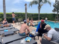 Enjoying Back yard pool and spa
