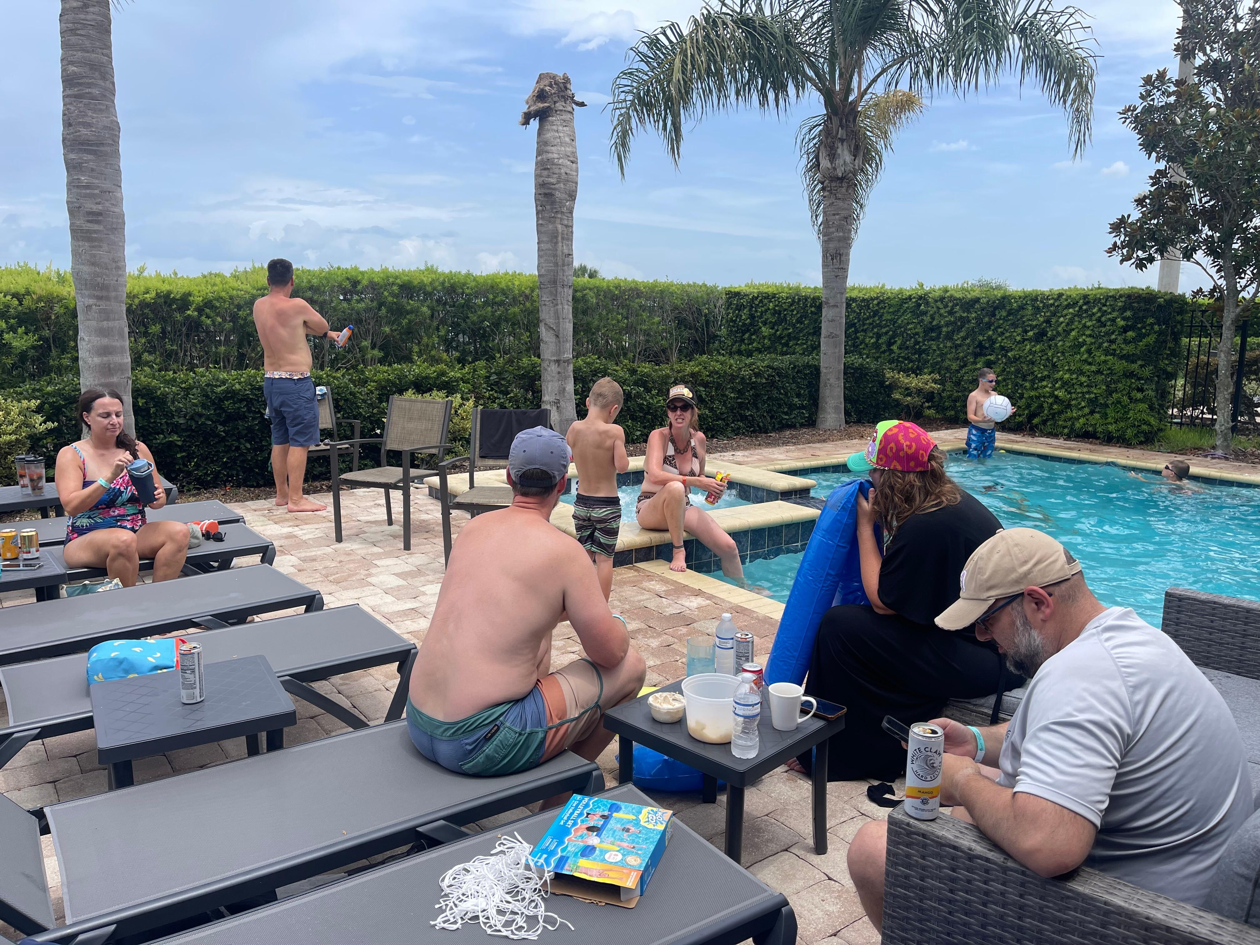 Enjoying Back yard pool and spa