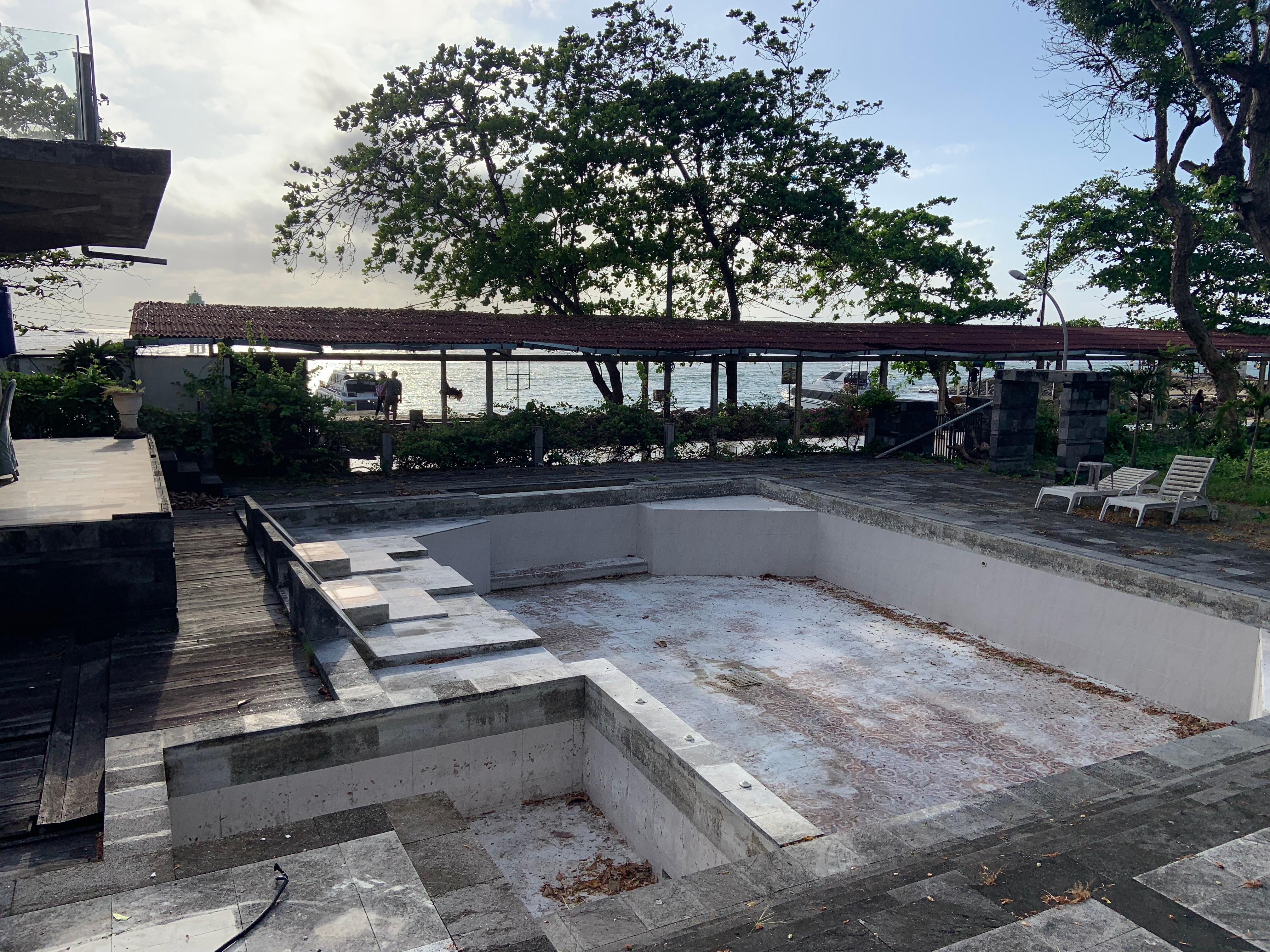 Overlooking from restaurant pool empty