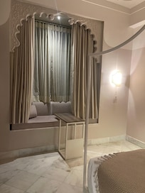 Window seat inside the room