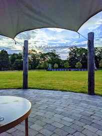 View from the pavilion to the vast park area with football field