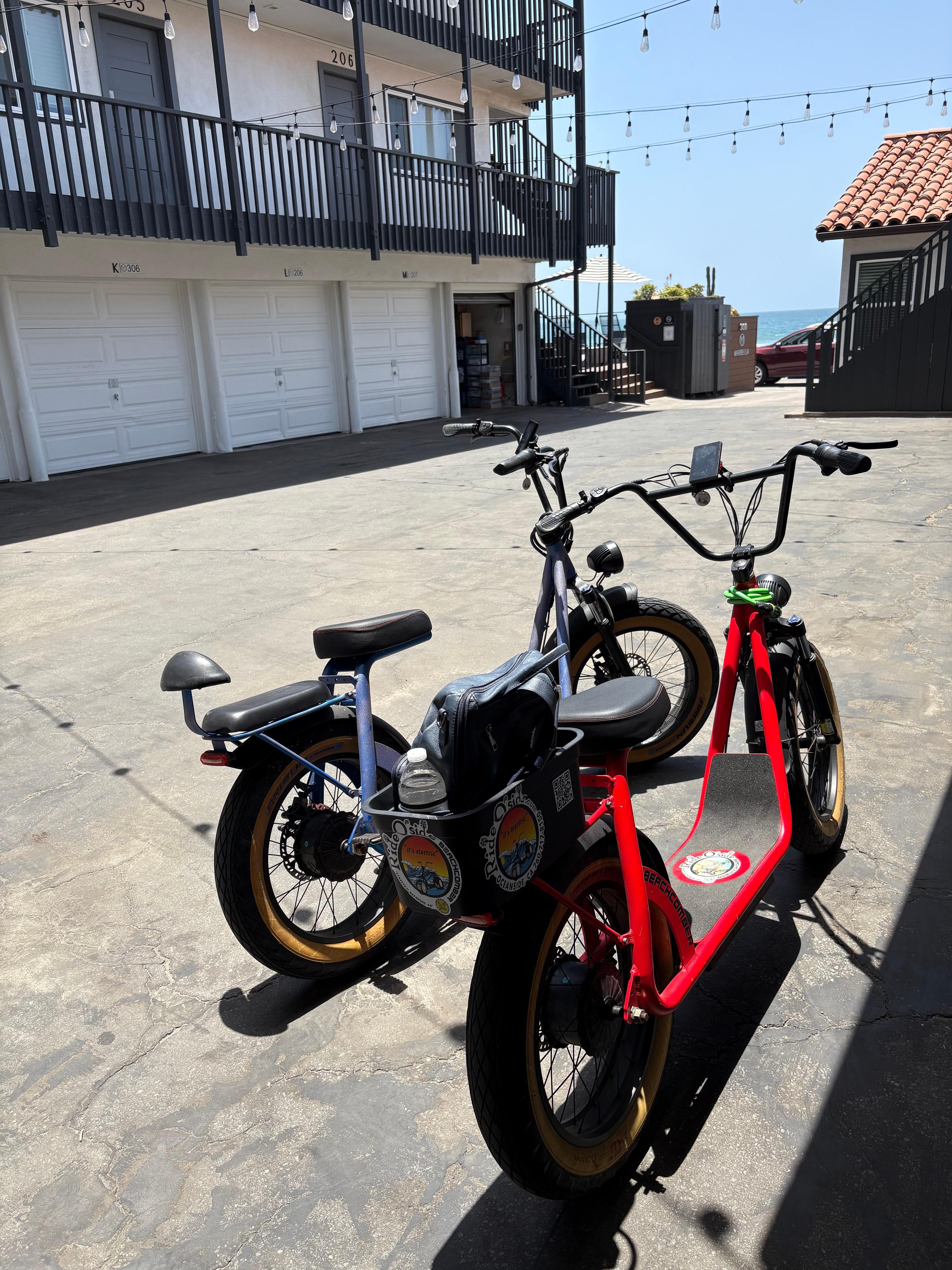 Our E-bike rentals parked outside our unit