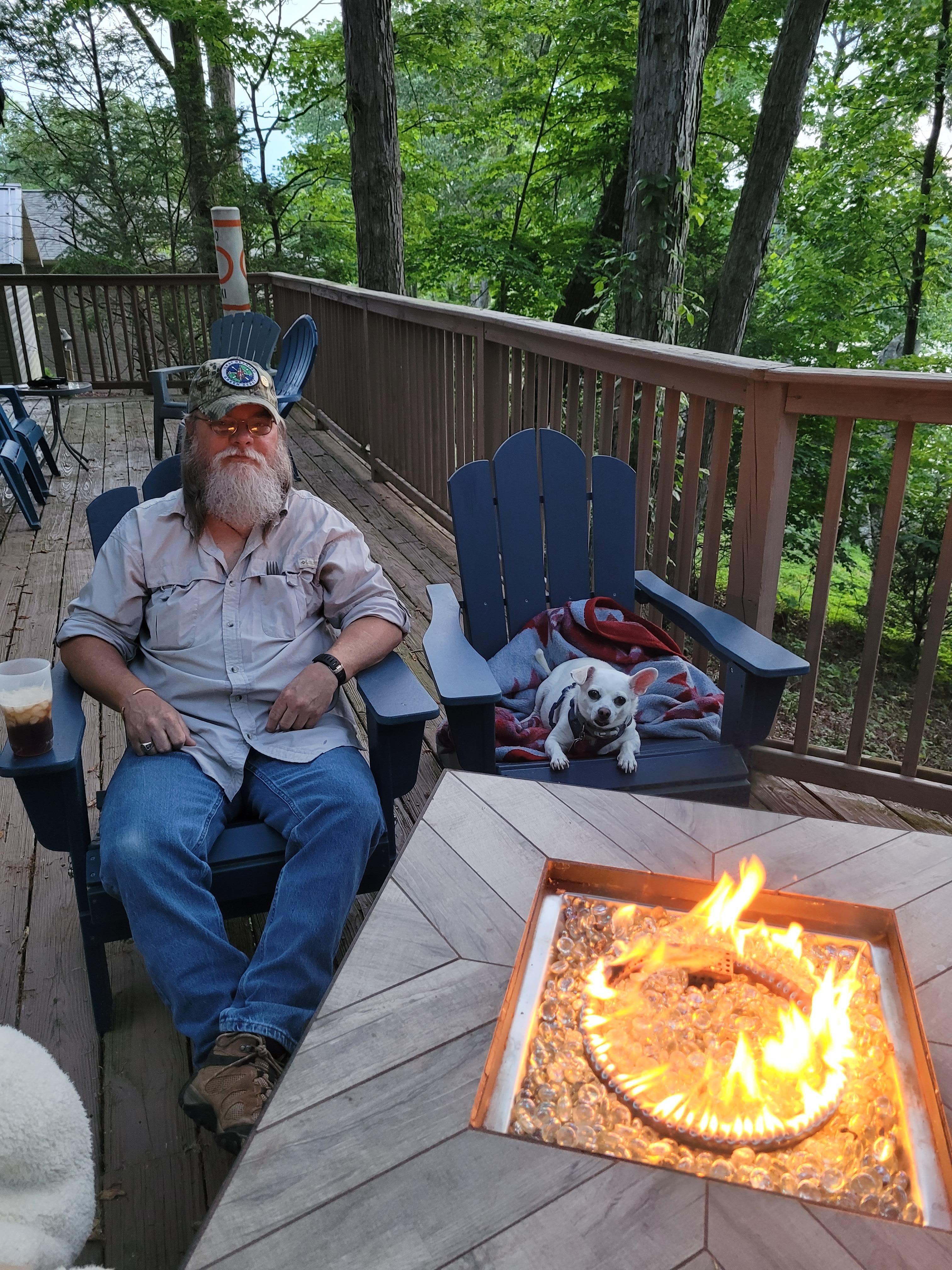 Sgt First Class Army Special Forces (retired) John Anderson and Lilly.  Chilling. 
