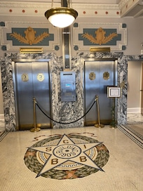 Main Lobby area. Original Elevator Doors