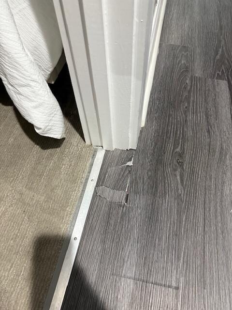 Broken flooring.
