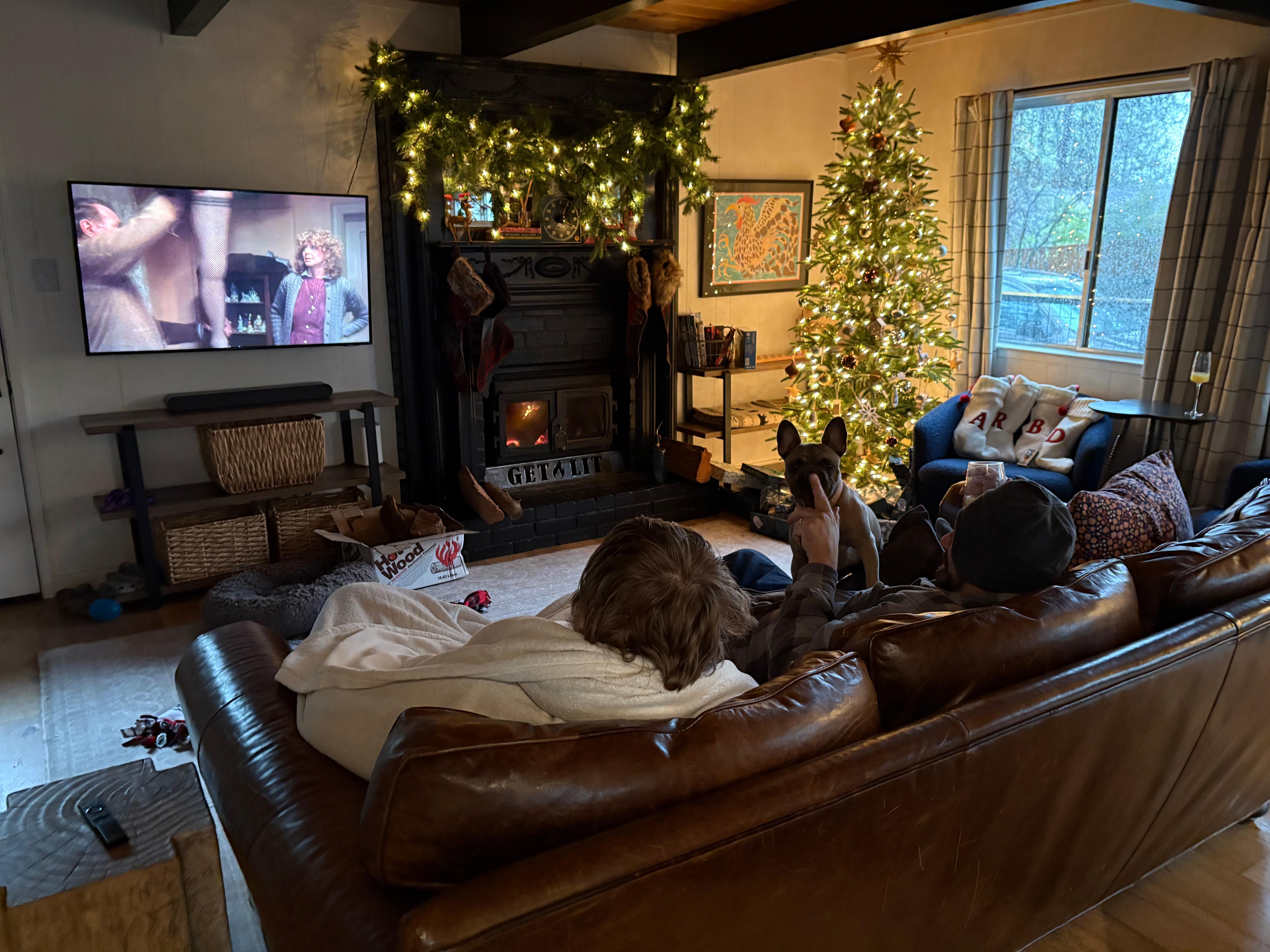 Couldn’t get enough of the cozy wood burning fireplace together 