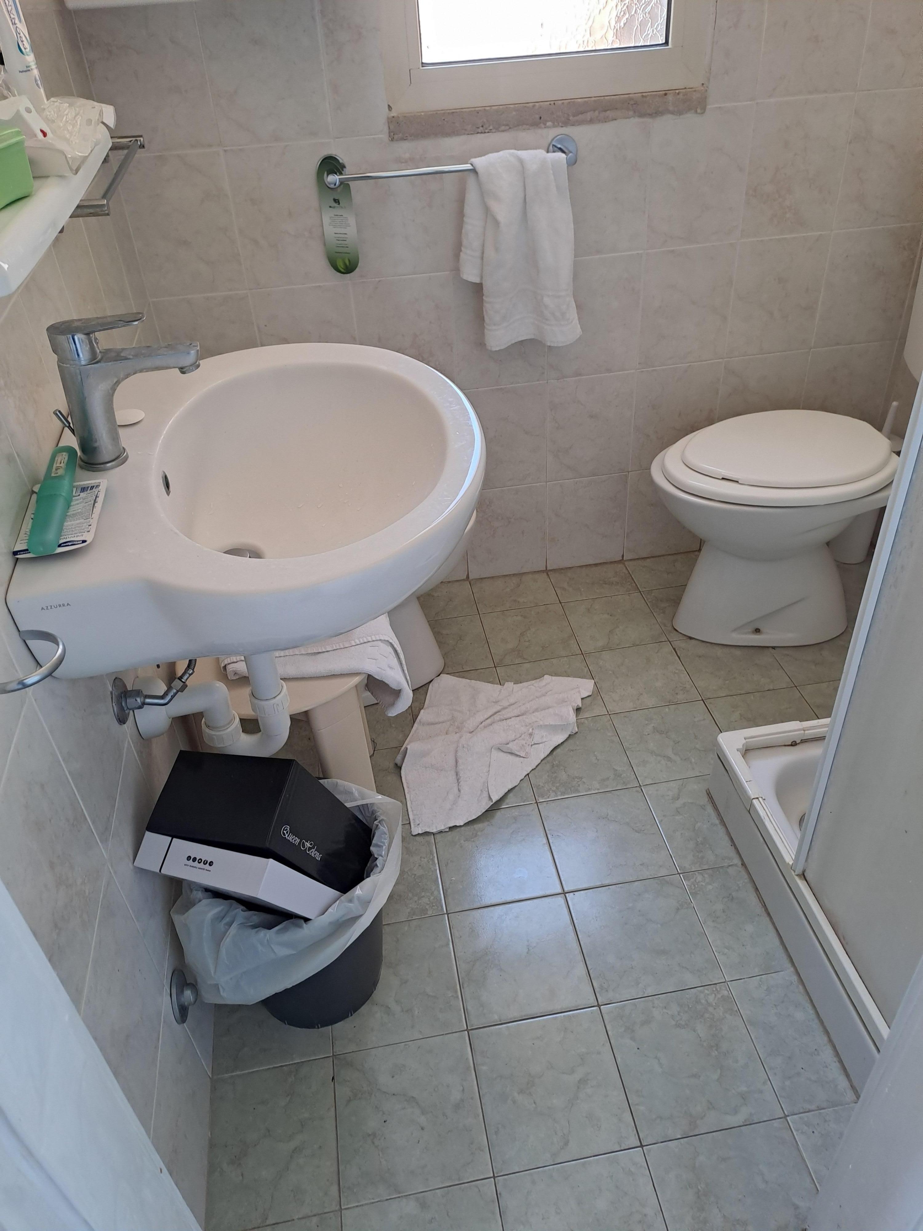 Bathroom after being out all day.