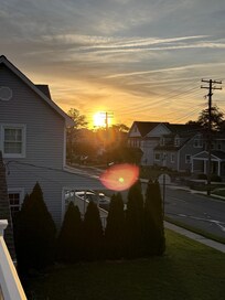 Sunrise from the second floor front porch.