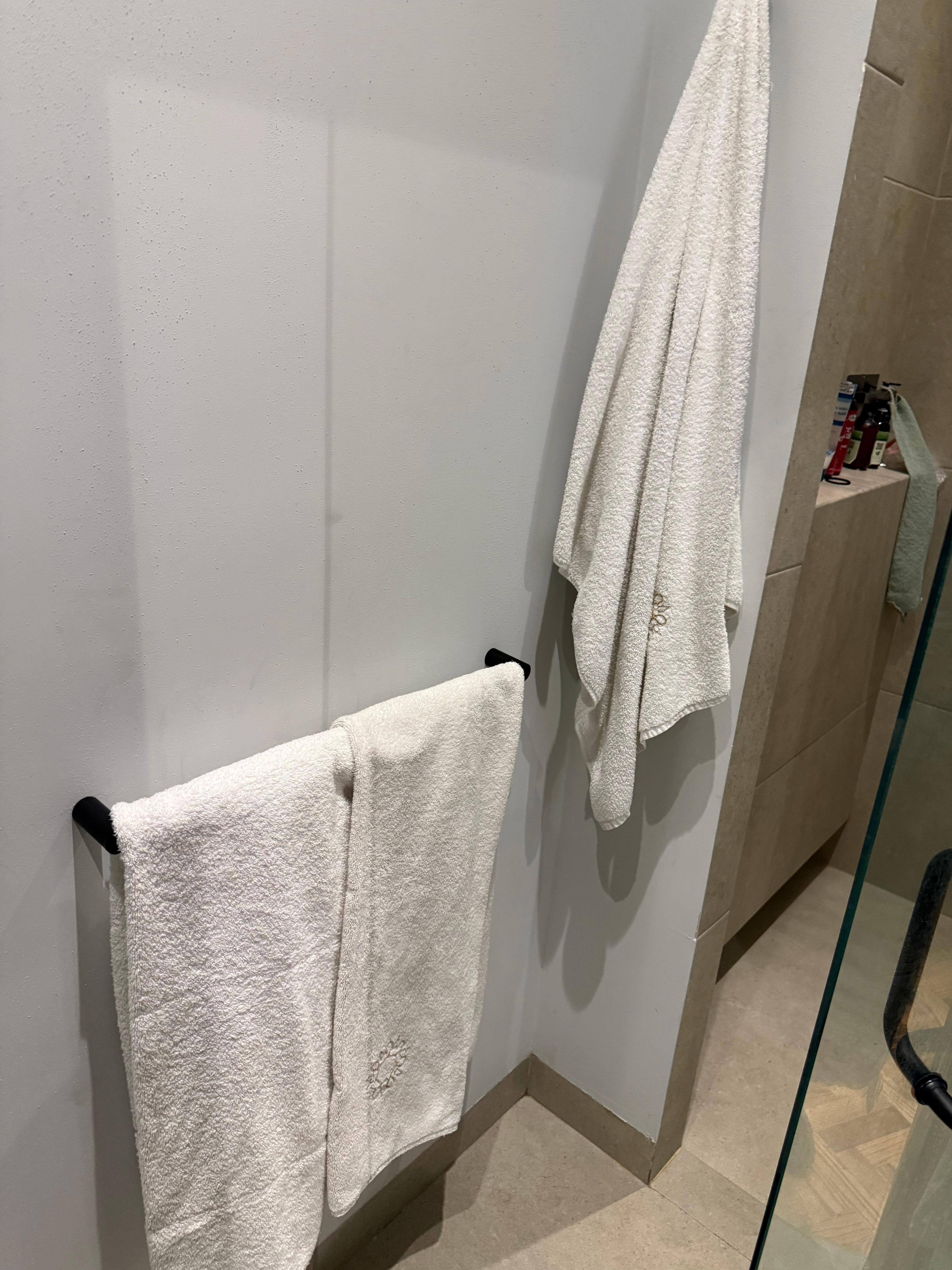 Old towels that were just folded after the room being “cleaned”