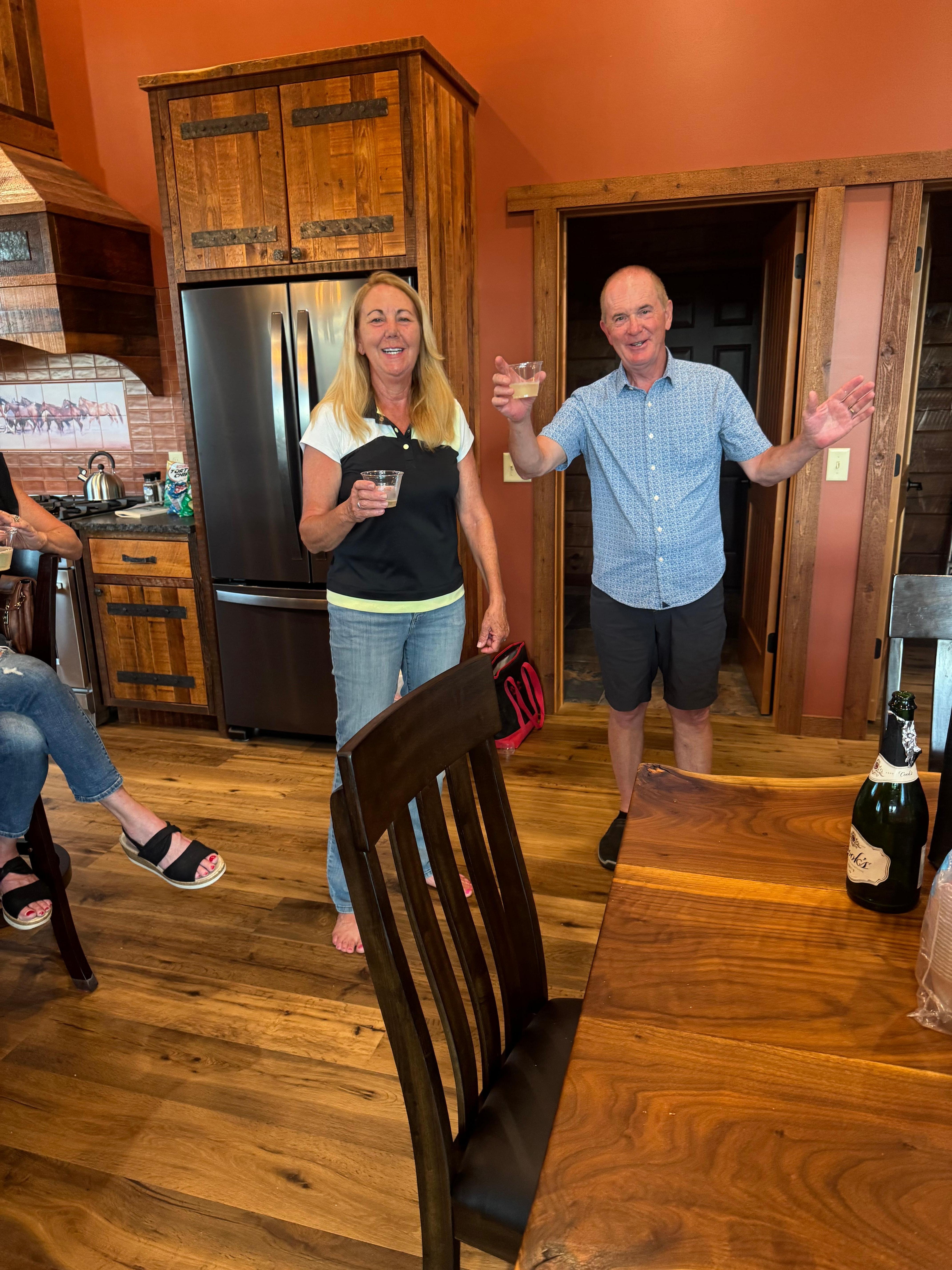 Our amazing hosts brought us champagne to celebrate their first guests.
