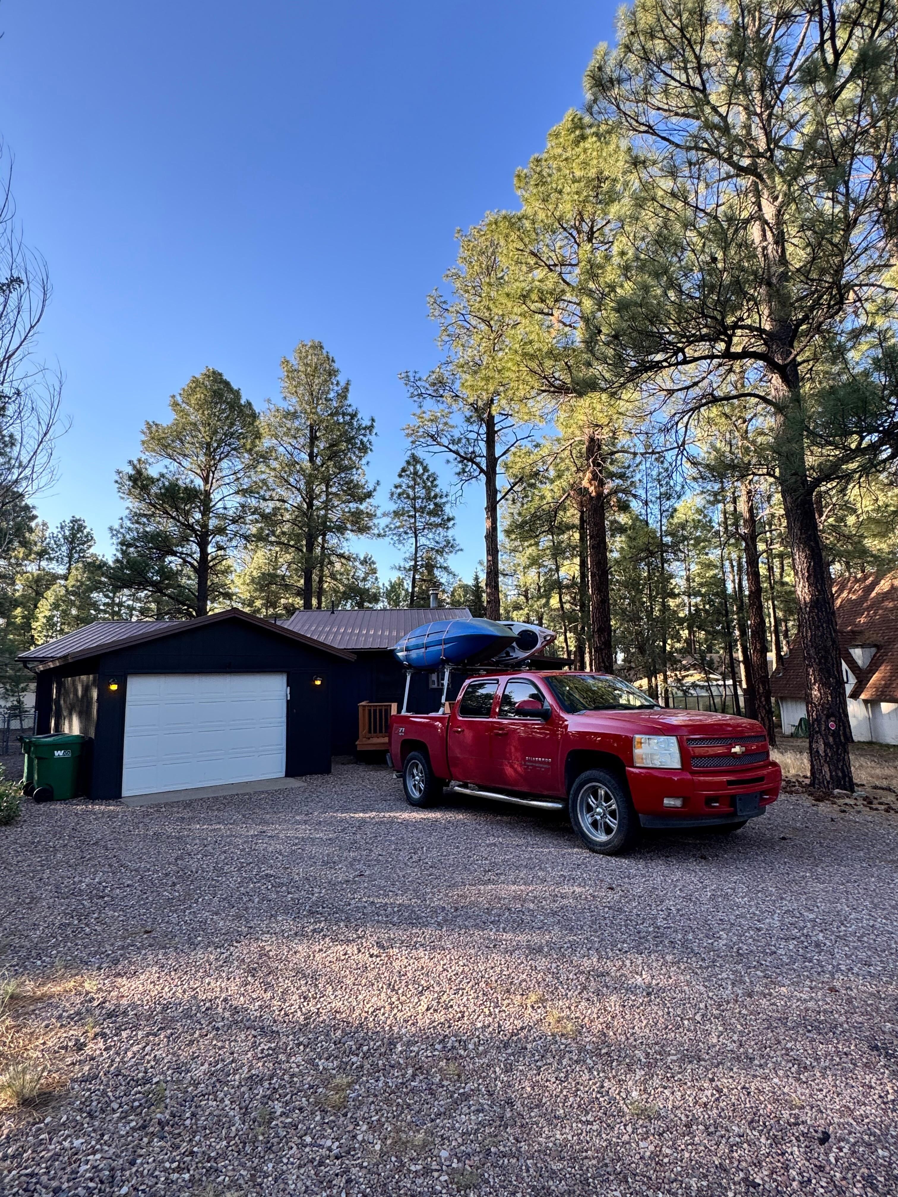 In the pines and plenty of room for our two vehicles.