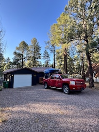 In the pines and plenty of room for our two vehicles.