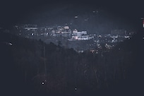 View from the cabin into downtown Gatlinburg at night.