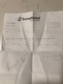 Receipt at checkin for additional required payment.