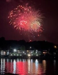 Nice view from our deck of the Saturday evening fireworks show.