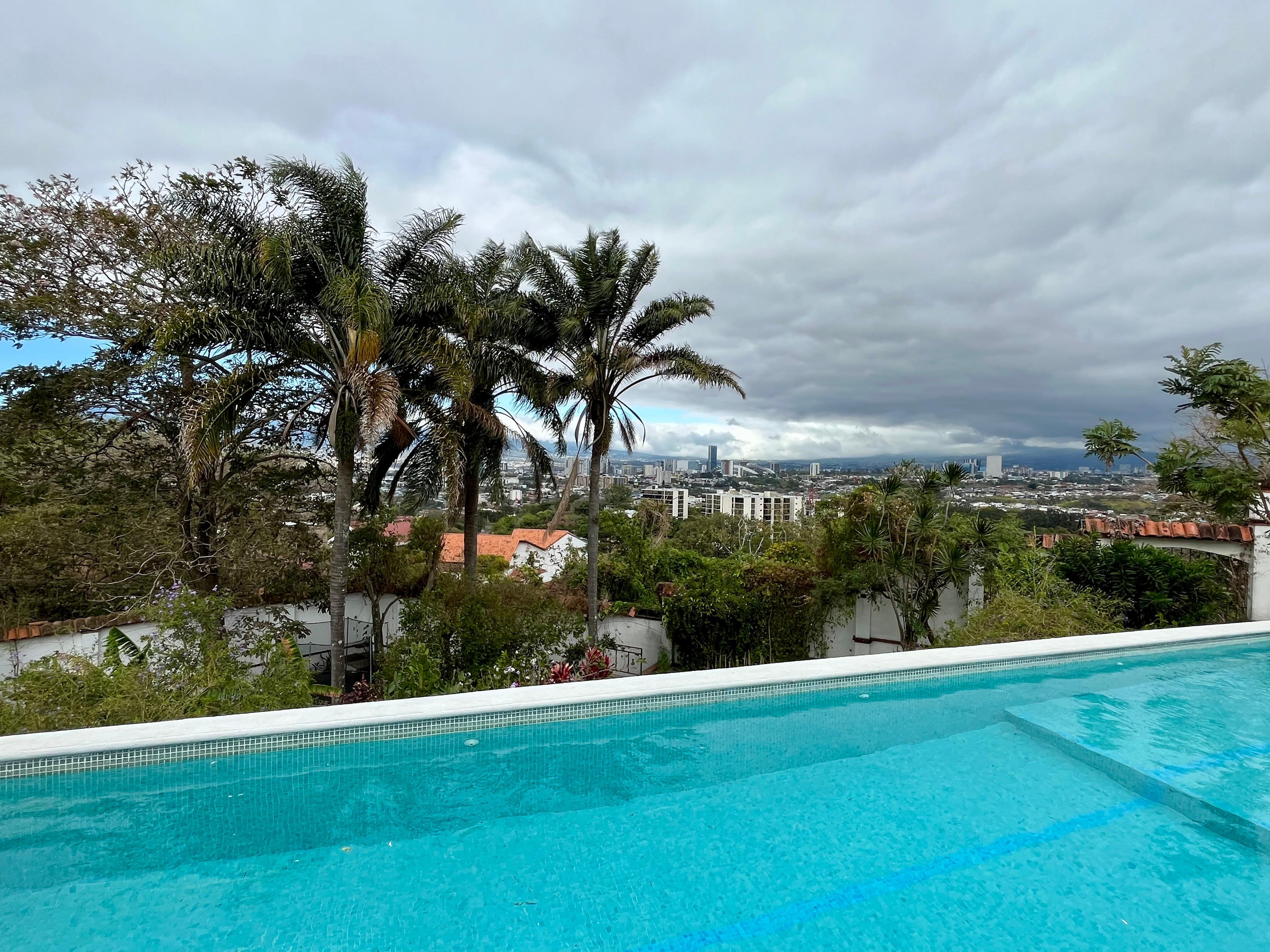 Pool with city view