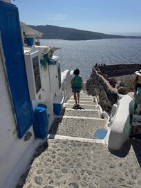 Stairs to rooms overlooking ocean