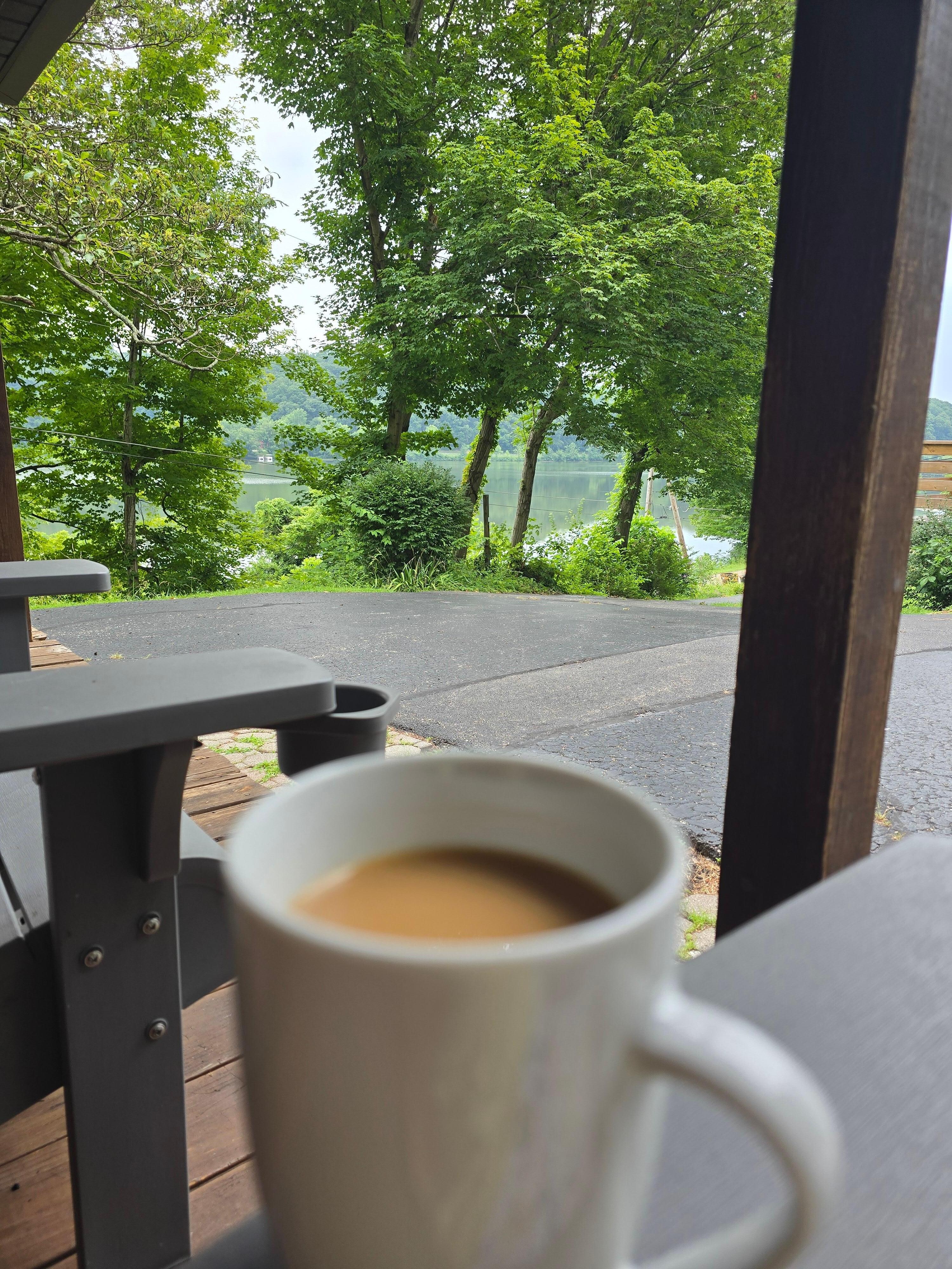 Great porch for morning coffee.
