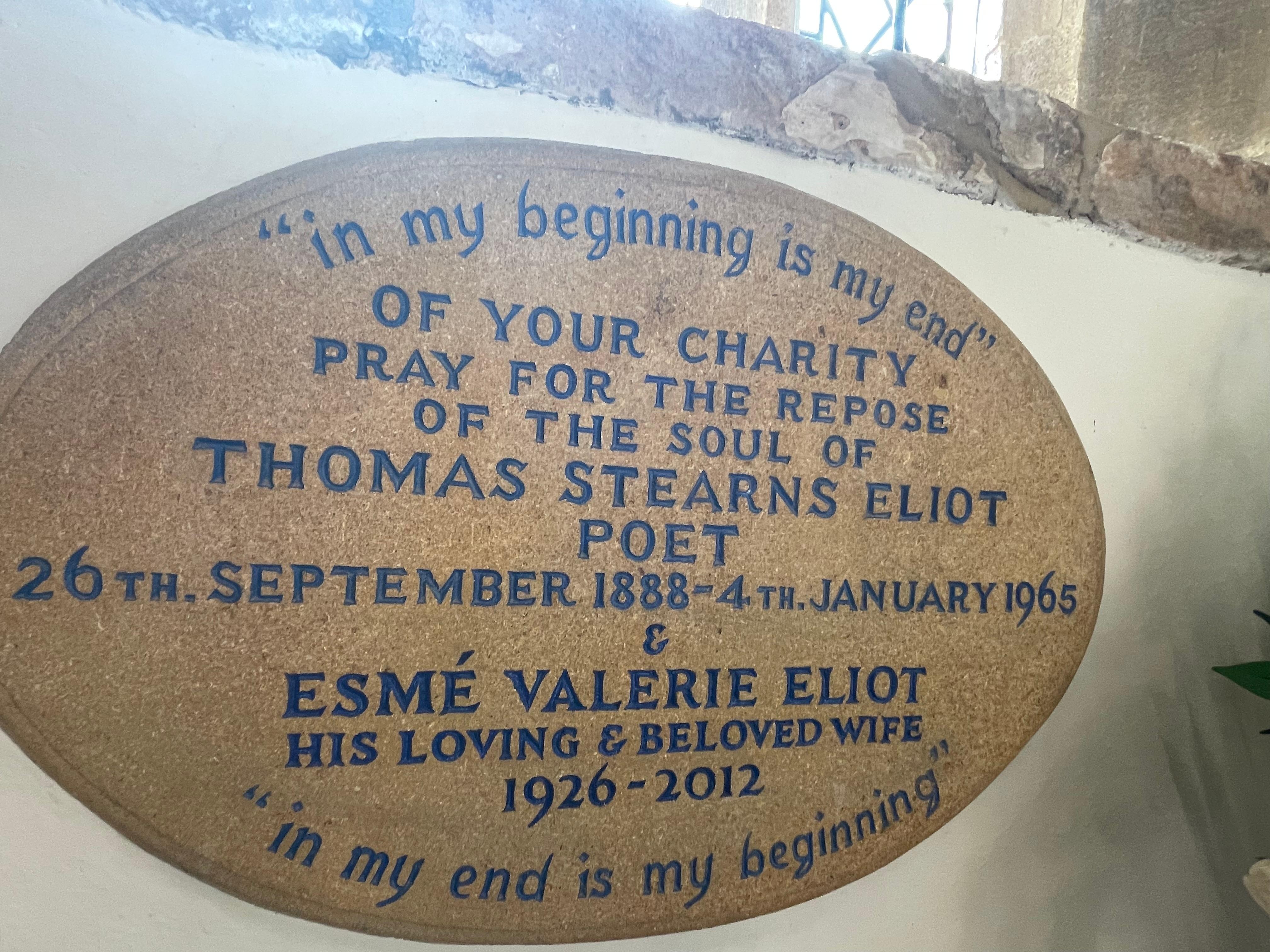 TSEliot Plaque in the churcg